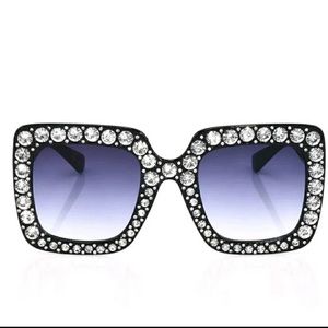 Oversized Embellished Square Sunglasses